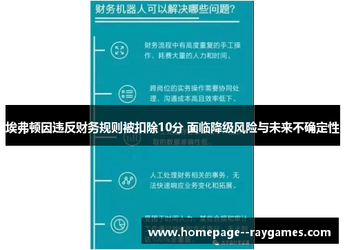 埃弗顿因违反财务规则被扣除10分 面临降级风险与未来不确定性 埃弗顿因违反财务规则被扣除10分 面临降级风险与未来不确定性